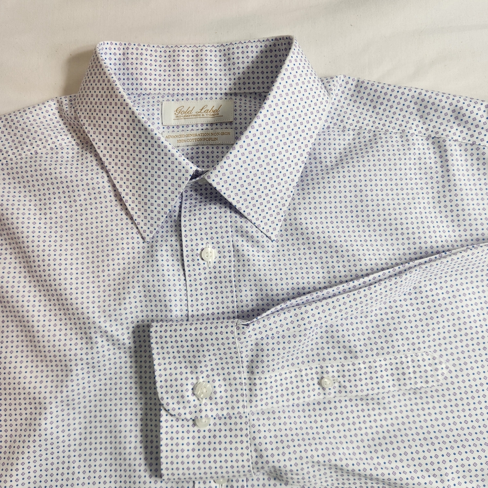 Roundtree Yorke Gold Label Men's  Shirt Size 20 36-37 Tall Purple Poplin 59